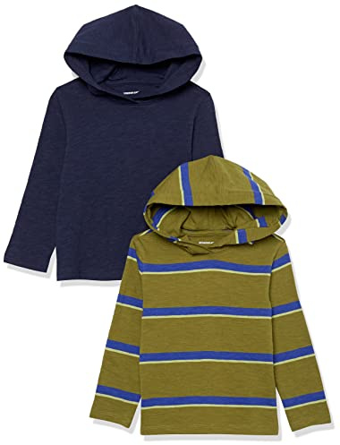 Amazon Essentials Jungen Leichtes T-Shirt mit Kapuze und Langen Ärmeln, 2er-Pack
