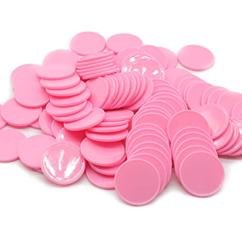 HAKITAROOM 100 Stück 2,5 cm Blickdichte Kunststoff Lernzähler Mini Poker Chips Game Token mit Aufbewahrungsbox (1 Zoll, Rosa)
