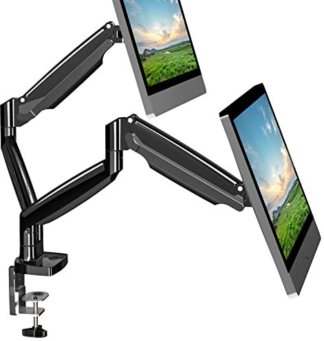 UPGRAVITY Dual Monitor Mount, Dual Monitor Desk Mount for Two Ultrawide 22-34 Flat/Curved Computer Screens, Fully Adjustable Gas Spring Double Monitor Stand Arms Hold 26.5lbs, VESA 75x75/100x100mm