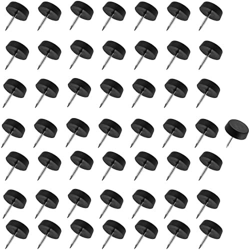 AERZETIX - C65823 - Lot de 50 Patins glisseurs pour Pieds de Chaise à clouer Ronds Ø15 mm en Plastique - Couleur Noir - Meuble Table Armoire Commode Placard lit Accessoire Protection Sol canapé