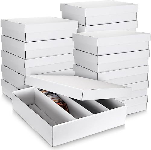 Seajan 16 Pcs 3200 Count Trading Card Storage Box Sports Card Storage Boxes Bulk for Basketball Gaming Cardboard Collecting(White)