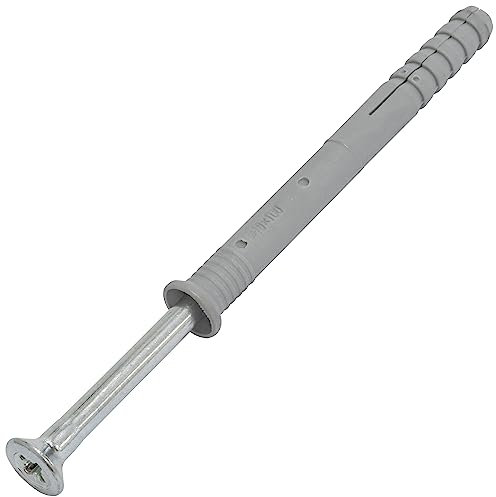 AERZETIX - C67168 - Set di 25 tasselli chiodi Ø10x100mm con flangia smussata in polietilene + 25 chiodi-viti Ø6.9x110mm con testa fresata PZ3 in acciaio - per colpire - struttura metallica cemento