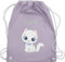 Turnbeutel Rucksack - Süße Katze Katzen Katzenmotiv Cat Cats - Unisize - Pastell Lila - tasche katzenfreunde stofftasche baumwolle kindergarten katzenliebhaberin stofftaschen name katzenmotiven