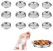 Cat Bowls Whisker Friendly, Shallow Wide Flat Cat Food Bowls Stainless Steel,Metal Cat Dishes Whisker Fatigue Relief,Replacement Basic Cat Plates for Elevated Stand,Dishwasher Safe (12PCS)