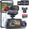 abask Dash Cam Front and Rear Inside, 4K+1080P+1080P Triple Car Camera Dash Cam with WiFi & GPS, Dashcam with 64GB SD Card, 2.45 IPS Screen, Night Vision, 170°Wide Angle, G-Sensor, 24H Parking Mode