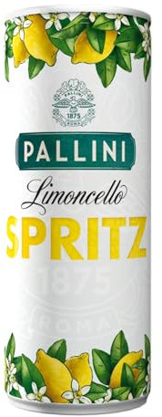 Pallini Limoncello Spritz – pronto da bere – nato dall’infusione del pregiato Limone Costa D'Amalfi IGP raccolto a mano a Vietri sul Mare, Amalfi – 12 Lattine da 250 ml – 10,5% ABV.