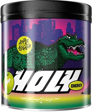 HOLY Energy Gaming Booster Flavour Powder | 50 portions with NewCaff & Green Tea Extract | Focus Booster - Focus Drink | Vegan with 100% natural fruit flavours (350 grams, Apple Alligator)