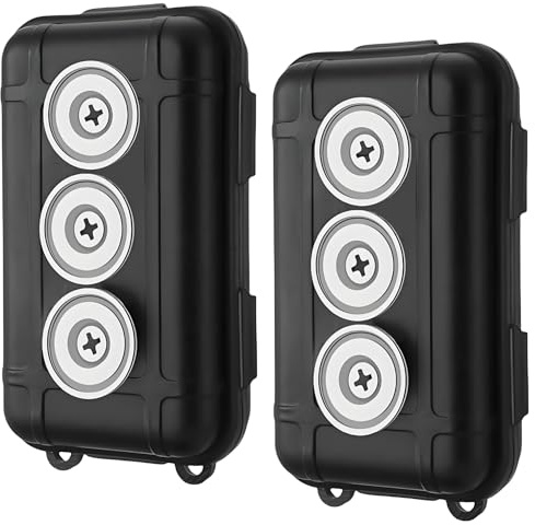 Riomhorry 2 Pcs Magnetic Key Holders Under Car, Hide Key Magnetic Box for Storage Key Indoors, Outdoors, Waterproof Hider Key on The Bottom of Car
