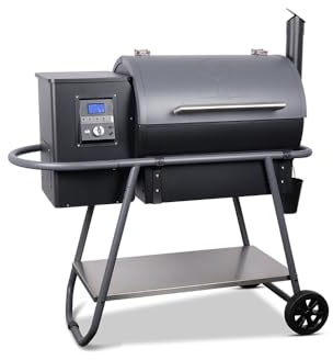 MOESTA-BBQ 19784 Sheriff Pelletgrill Modell 2024, doppelwandige Version | 2 Grillroste, Knopfdruck-Zündsystem, 240 V, 310 °C, für Steak, Gemüse und Pulled Pork, aus Edelstahl, 144 W