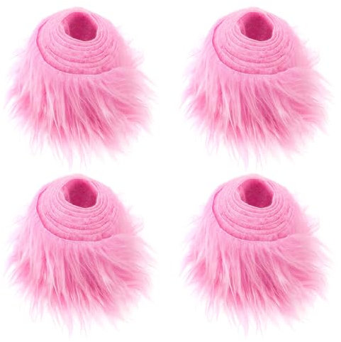 4 Stück Kunstfell Band Pink, Kunstfell Bordüre Kunstfell Fellband Breite DIY Dekoband Bordüre Rolle Nähen Basteln Kunstpelzband Patch Band Bänder zum Nähen für Pantoffel Kragen Teppich, 5cmx150cm