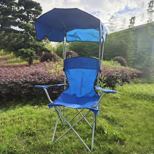 DTREELS Sillas de camping plegables con toldo y toldo, silla de playa portátil resistente al aire libre, silla de camping con toldo de sombra, playa, piscina, silla de césped, silla de viaje