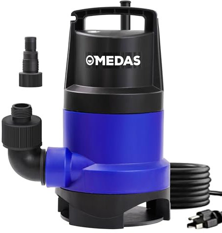 MEDAS 1HP 3434 GPH Sump Pump Submersible Clean/Dirty Water Pump Portable Utility Pump with 16.4ft Cord for Swimming Pool Garden Basement Tub Pond Draining