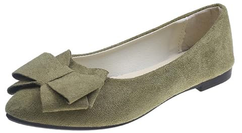 Gary Hausschuhe 2024 Sommer Modische Schuhe mit Schleife und weicher Sohle für Damen, lässige Flache Schuhe für den Außenbereich – Arbeitsschuhe mit geschlossener Zehenpartie C-492 Green 37