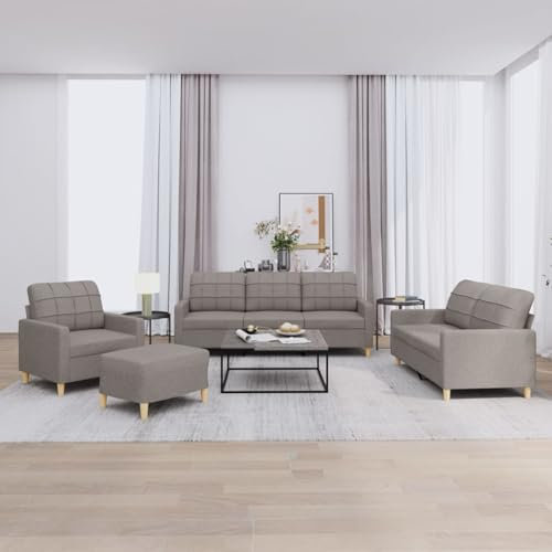 LAPOOH 4-TLG. Sofagarnitur mit Kissen Taupe Stoff, Sofa Mit Relaxfunktion, Couchgarnitur, Wohnzimmer Sofa, Couch, Sofa Set 3201257