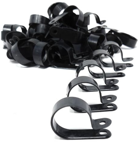 100pcs. P-Clips Plastic Nylon for Hose, Pipe, Cable, Wire, Tubing Wall Clamp Mount (Black, 4.8mm)