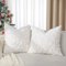 Lewondr Kissenbezug, 45x45CM Satz von 2 Kunstpelz gemütliche weiche Kissenbezug mit Luxus Pailletten Bestickt Weihnachtsbaum Kissenbezug für Bett Home Wohnzimmer, Weiß & Golden