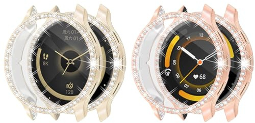 Uhrengehäuse für Garmin venu 3 45MM/ Venu 3S 41MM Smartwatch Hülle Bling Schutzhülle, Glitzer Strass Kratzfest Integriertes Cover [TPU Case+ Folie] Mit Displayschutz (2C,for venu 3s)