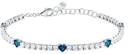 Morellato Damenarmband aus recyceltem 925‰-Silber, Tennis, Herz, TESORI-Kollektion, Geschenk für Freundin