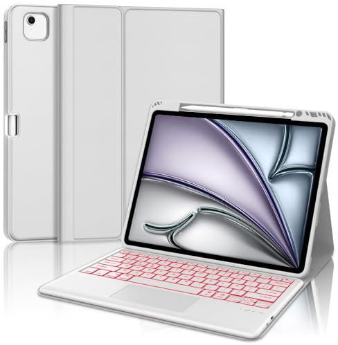 WINCHKING Clavier pour iPad Air 13 Pouces M2 2024 - Coque Clavier pour iPad Air 13 Pouces, Trackpad Multi-Touch,Rétroéclairage 7 Couleurs, AZERTY,