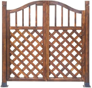 GOCHUSX Swinging Doors Coffee Shop Doors, Outdoor Solid Wood Swing Door, Picket Fence Gate Kit, Entrance Swinging Door For Backyard, Patio, Outdoor, Or Garden Fence(A-Brown,90x90cm)