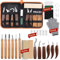 Holz Schnitzwerkzeug Set,Schnitzset mit 12 Schnitzmesser,Schnitzwerkzeug Holz für Kinder&Erwachsene, Schnitzmesser set mit prakt Schnittfeste Handschuhe,Mattiertes Papier und Schleifsteine