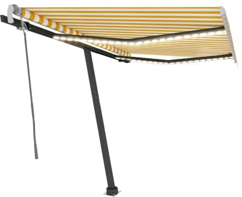 ShGaxin Markise Manuell Einziehbar mit 350x250 cm Gelb und Weiß, Sichtschutz Balkon, Balkon Markise, Seitenmarkise, Klemmmarkise, Sonnenvorhang, Balkonmarkisen - 3069723