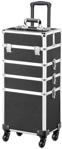 Soberine Valigia Trolley 4 in 1 Make Up Valigetta Porta Trucchi Estetista Grande Nero