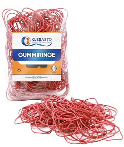 KLEBASTO Gummibänder | Gummiringe für Haushalt,Büro,Basteln | Haushaltsgummis zum Bündeln, Fixieren & Verschließen u. v. m. | 60% Kautschukanteil | Gummiringerl (Ø 80mm | 100g Beutel)