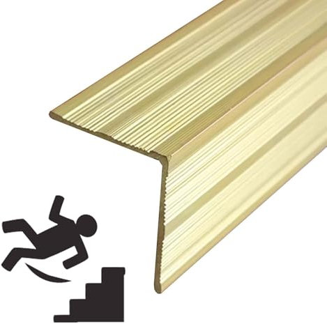 DECAKE Treppenkantenleiste/Bodenkantenverkleidung aus Messing, L-förmiger Treppenkantenschutz, Treppenkantenleiste/Bodenübergangsleiste, Treppenkantenleisten (34 x 30 mm (1,34 x 1,18 Zoll