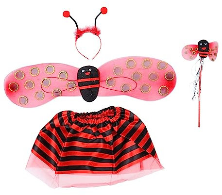 OATIPHO 4piezas Disfraz Infantil De Abeja Para Niñas y Niño Niña Alas Falda y Varita Mágica Para Cumpleaños Cosplay y Eventos Escolares