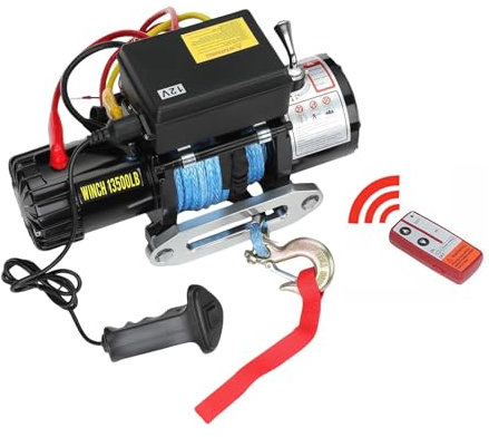 ISINEVER Treuil électrique 6123 kg Offroad 12 V DC Treuil électrique Corde synthétique Télécommande sans fil/filaire IP67 pour remorquage de véhicules tout-terrain Jeeps Camions Bateaux