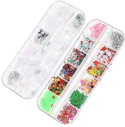 minkissy Nail Polish Sequins Set Christmas Nail Decorations Glitter Nail Charms Diy Manicure Ornaments Snowflake Star Flakes