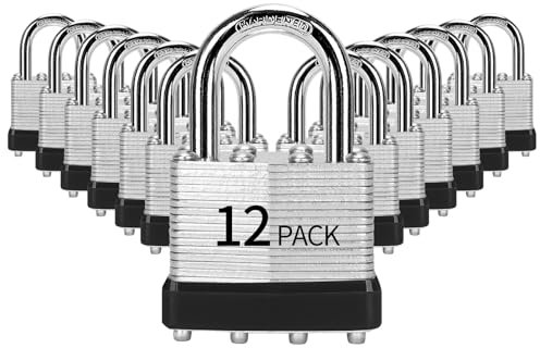 HZSY Candados con llave igual, paquete de 12, cerradura con llave de acero laminado (1-9/16 pulgadas, 40 mm), candados con la misma llave, grillete normal, para caja de herramientas, taquilla y unidad