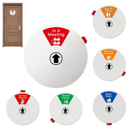Cartelli da Conferenza + Pannello Segnaletico Stato Ufficio + 6 Indicatori + 15x15CM + Argento + Metallo Resistente, cartello rotondo grigio
