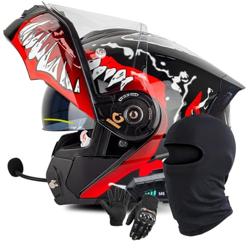 Faltbarer Modularer Helm Integral-motorradhelm Mit Doppelvisier Dot/ece-zugelassener Motorrad-integrierter Helm Scooter-Helm Motocross-Helm Für Frauen Männer, C, 3XL/65-66CM
