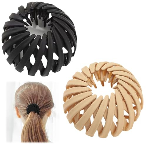 Quesuc 2 Stück Haarspangen Für Damen Vintage Vogelnest Haarklammern Große Haarclips Haargreifer Haar Accessoire Haarschmuck Für Mädchen Damen, Einfarbig (Schwarz, Beige)