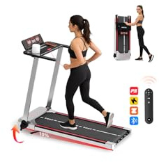 TODO Laufband für Zuhause mit 10% Neigung, 1-12km/h Walking Pad klappbar, 3.5HP Schreibtisch Treadmill für Zuhause & Büro mit Bluetooth-Lautsprecher, 12 Programme, APP und LED-Anzeige