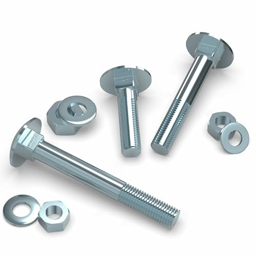 AUPROTEC Set M6x50 Schlossschraube inkl. Mutter & U-Scheibe I verzinkt Stahl 4.8 I DIN 603 Flachrundkopf mit Vierkantansatz für Holzbau und Außenbereich I 50 Stück