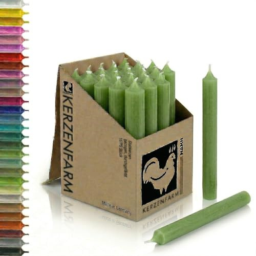 25 Stabkerzen 180mm x 22mm | Durchgefärbte Spitzkerzen | 8+ Stunden Brenndauer | Made in Germany - Ohne Tropfen & Rußen | RAL-Zertifizierte Tafelkerzen unparfümiert (Jade)