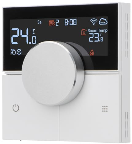 Wengart Smart Raumthermostat WG12 WiFi für Smart-Home-Besitzer zur Unterputz-Montage in 60mm Dosen ohne Estrich-Überhitzung mit intuitivem großem Drehknopf und dualer Bodenschutz-Sensorik