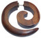 CHICNET Tribal Ohrring Sono Holz Spirale braun Edelstahlbügel- Fake Piercing