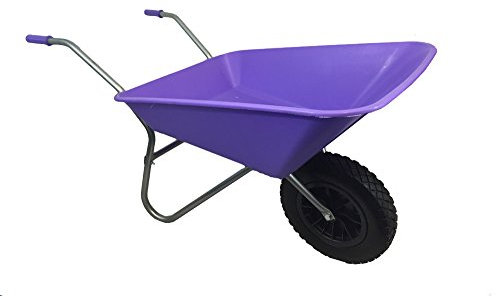 LILAC PURPLE PLASTIC WHEELBARROW WITH PUNCTURE PROOF PU WHEEL - 85L