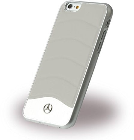 Mercedes MEHCP6CUSGR Echtleder und gebürstetes Aluminium Schutzhülle für Apple iPhone 6/6S kristall grau
