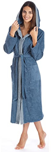 Egeria Benny blue rock Damen Bademantel Kapuze S 100% Baumwolle