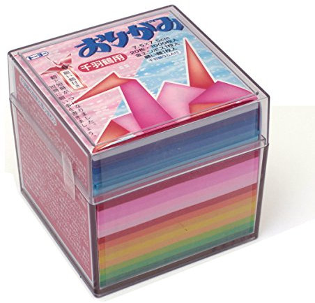 Toyo Origami, for Thousand Paper Cranes, with plastic case, 7.5cm square, 20 colors, 1000 sheets, 002004.