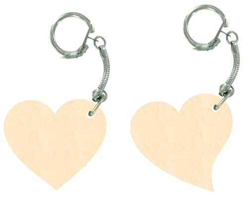 C' Top : Set 4 Porte Clefs Bois Coeurs 5 Cm