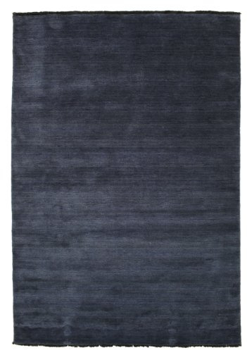 RugVista Handloom Fringes Teppich, 140 x 200 cm, Dunkel Blau | Moderne, Rechteckig, Niedriger Stapel, Nur chemische Reinigung, Wohnzimmer, Esszimmer, Schlafzimmer