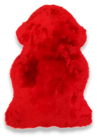 Leibersperger Felle Premium Lammfell aus Merino 12 0X 70 cm – Erhältlich in vielen Farben – Sehr pflegeleicht – Gemütlich und wärmend - Strapazierfähig (Rot)