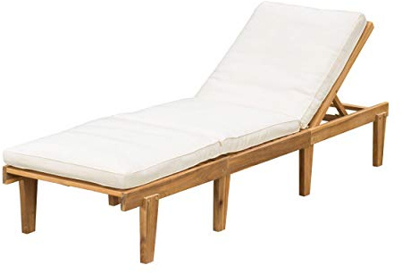 Christopher Knight Home Paolo Chaiselongue aus Akazienholz mit Kissen, Teakholz-Finish