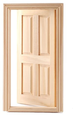 Melody Jane Puppenhaus Bastler DIY 4 Panel Innenraum Ferienhaus Tür unbehandeltes Holz 1:12 Miniatur
